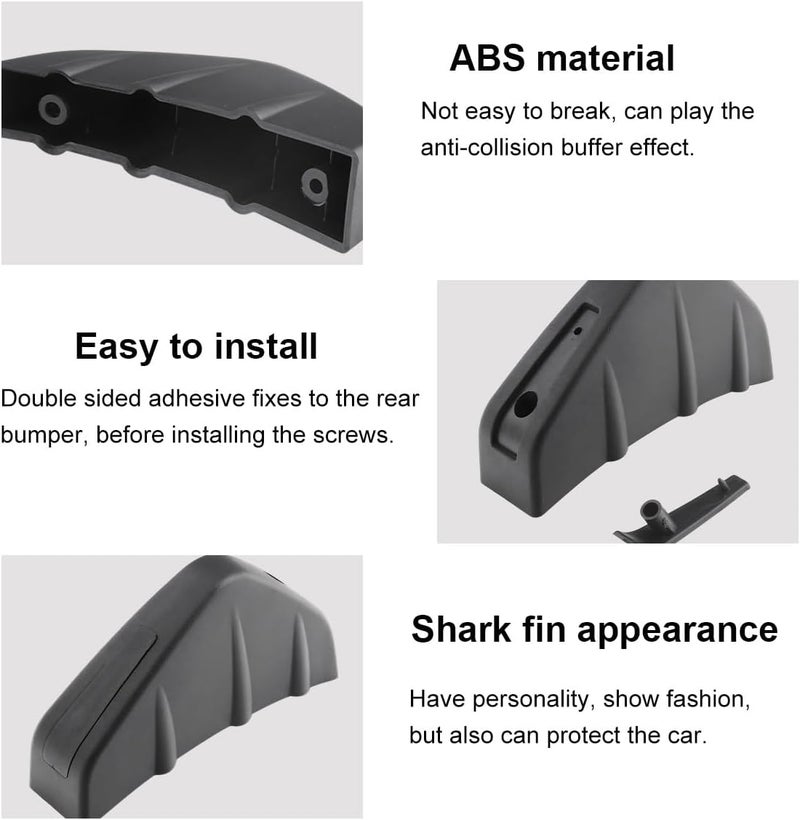 KVAEY 4 PCS Car Rear Lower Bumper Wing Lip Diffuser, Shark Fin Vehicle Spoiler Wing Rear Bumper Decoration, Universal Spoiler Fin Protector with Screw for Cars Trucks SUVs (Black) - Image 3